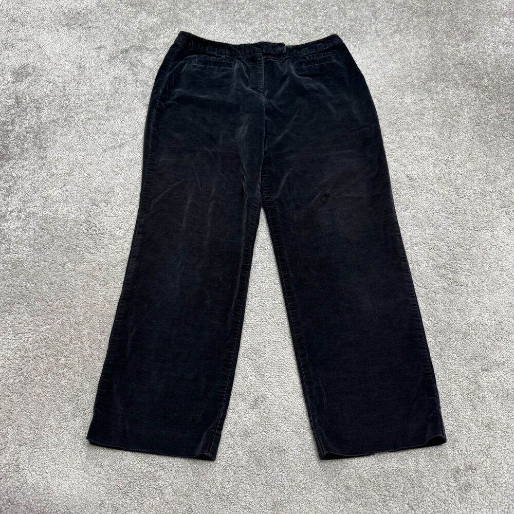 Vintage 90s Talbots Petites Velveteen Stretch Wide Leg Pants Womens 12P Black